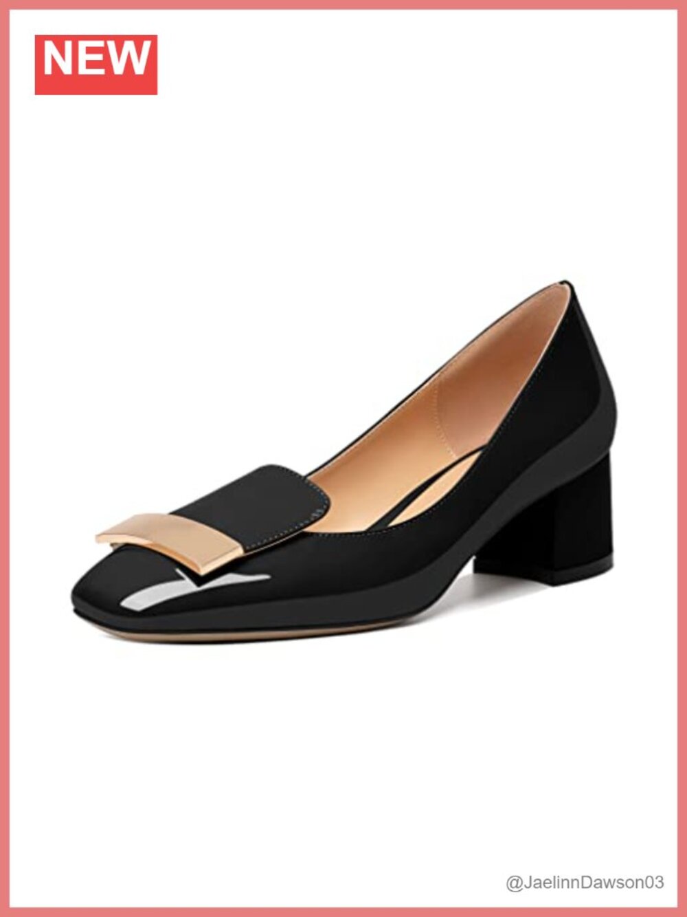Women's Square Toe Low Block Heels Pumps Slip On Chunky Heel Dressy Shoes